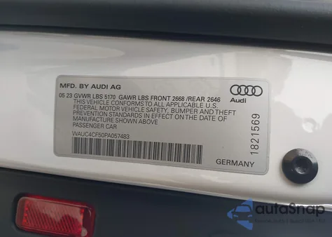 2023 Audi S5 Sportback Premium Plus Tfsi Quattro Tiptronic из США, поврежденный, VIN WAUC4CF50PA057483